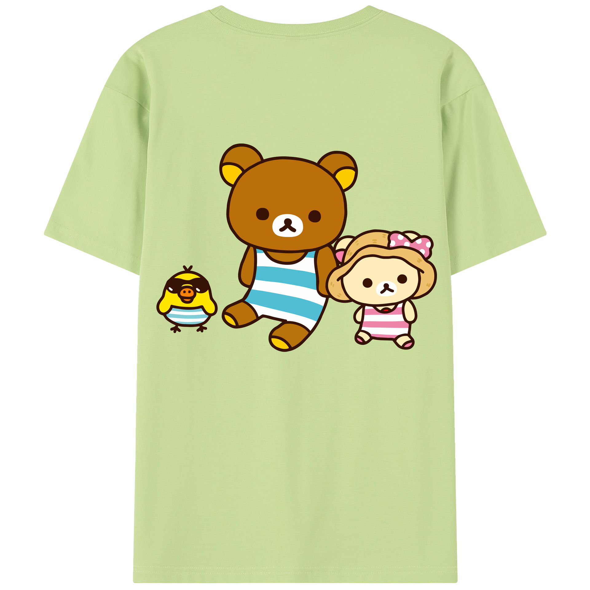 （画像用） リラックマ リラックマ キイロイトリ Rilakkuma Korilakkuma Kiiroitori 綿100％半袖Tシャツ（背面プリント）